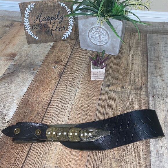 Vintage wide tapered alligator/crocodile belt‎ main image 8